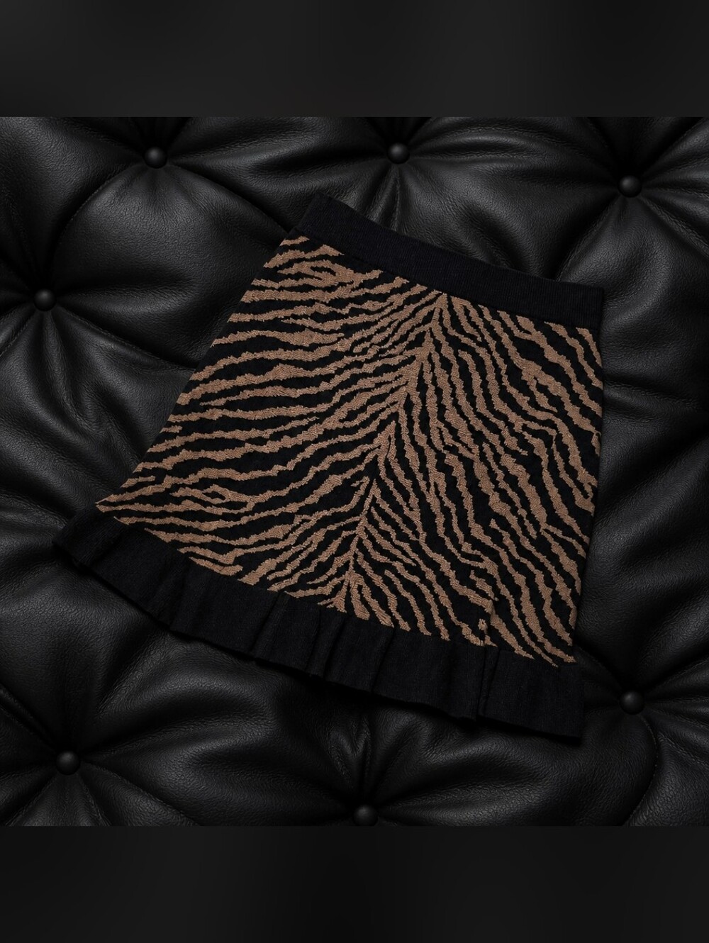 Black & Brown Zebra Print Knit Skirt